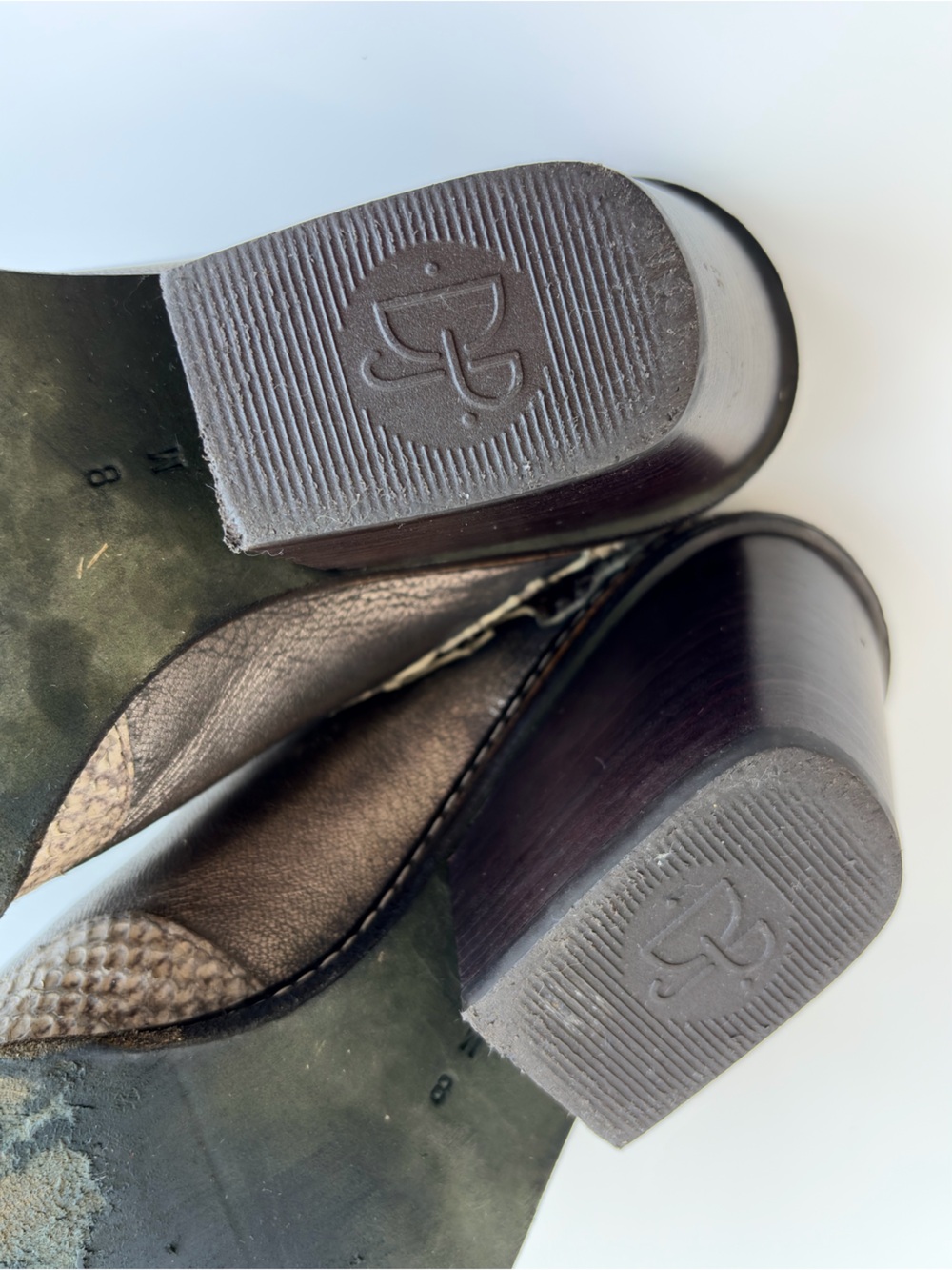 Donald J. Pliner Western Couture Collection Mule Metallic Gray Snakeskin 8M Y2K - Picture 16 of 17